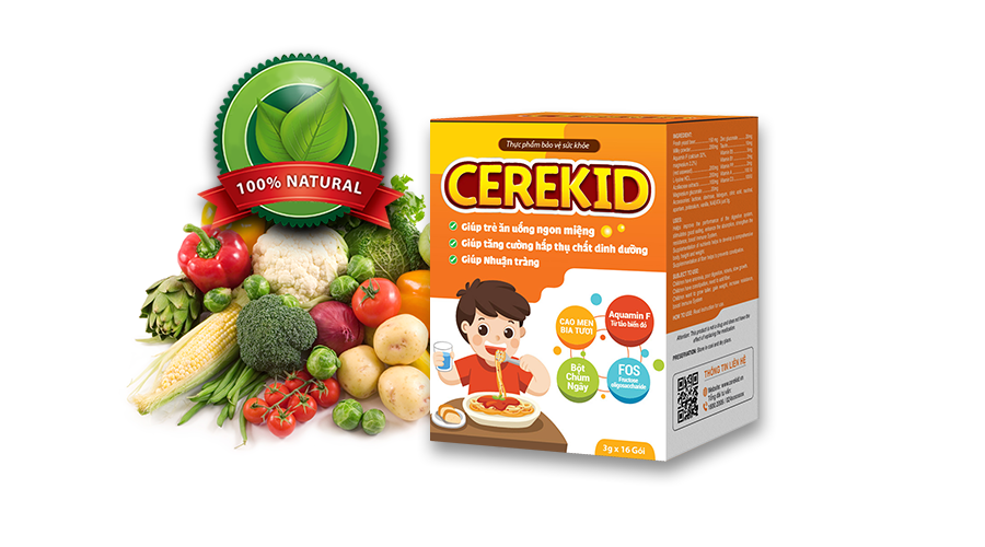 Cerekid - công thức đột phá 4 trong 1 giải quyết tận gốc tình trạng biếng ăn, táo bón ở trẻ.